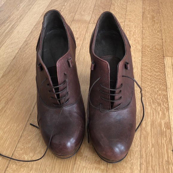 Joie vintage style platform brown leather lace up heels size 38 - Picture 11 of 12